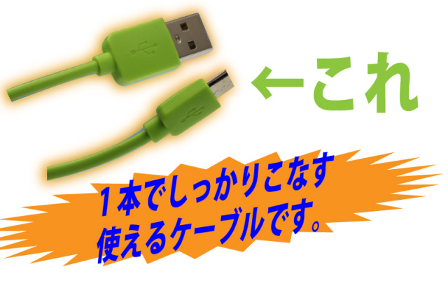 クイックチャージ対応カラフルmicroUSBケーブル　スマホの急速充電に